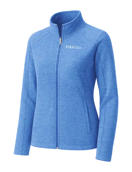 Light Royal Heather Womens Microfleece Full-Zip Jacket w/Edge Physical Therapy Logo