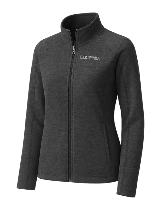 Charcoal Womens Heather Microfleece Full-Zip Jacket w/Edge Physical Therapy Logo