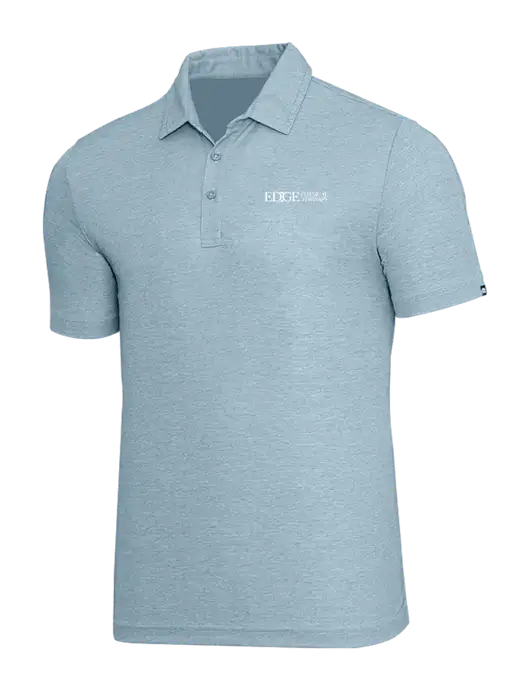 TravisMathew Light Blue Heather Oceanside Polo w/Edge Physical Therapy Logo