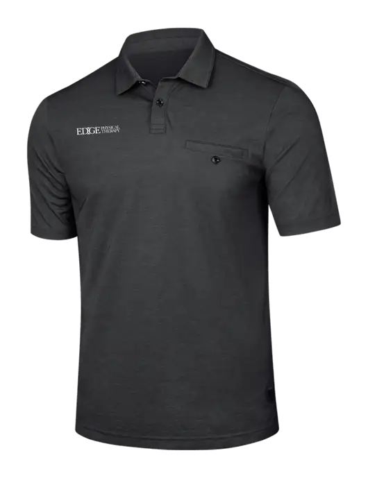 TravisMathew Black Heather Sunsetters Pocket Polo w/Edge Physical Therapy Logo