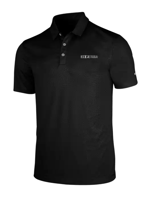 NIKE Black Dri-Fit Embossed Tri-Blade Polo w/Edge Physical Therapy Logo