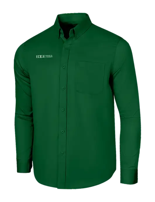 Long Sleeve Dark Green Superpro React Twill Shirt w/Edge Physical Therapy Logo