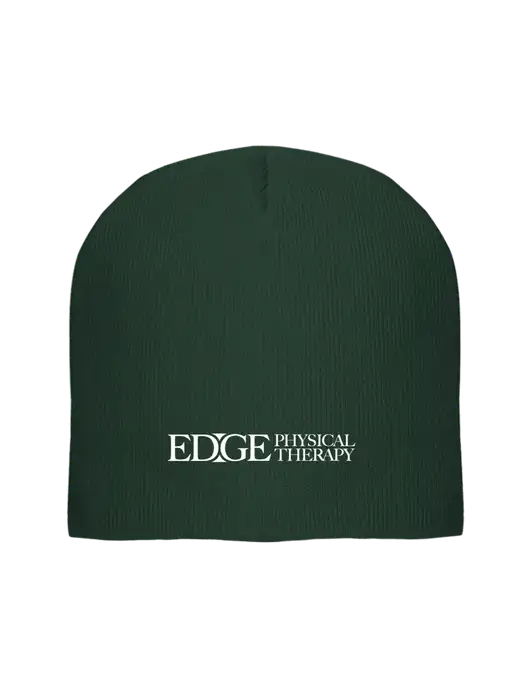 Solid Dark Green Element Knit Beanie  w/Edge Physical Therapy Logo