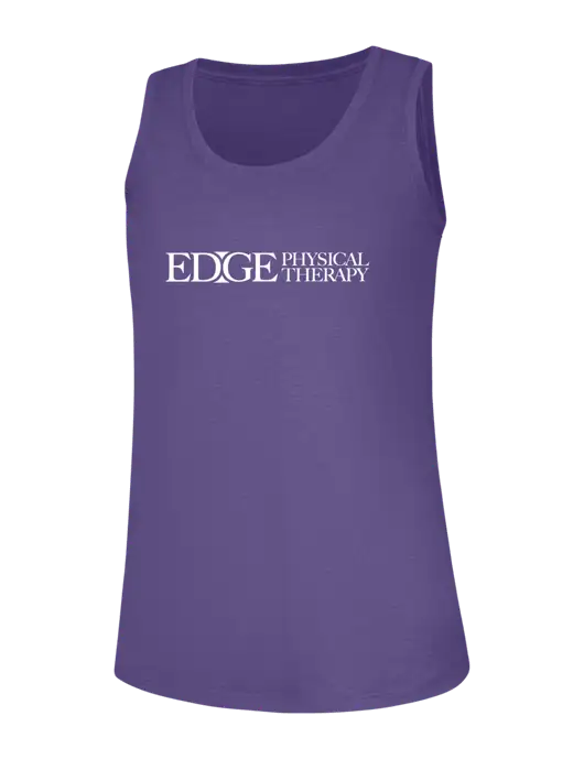 Womens Purple Frost Perfect Tri Racerback Tank w/Edge Physical Therapy Logo