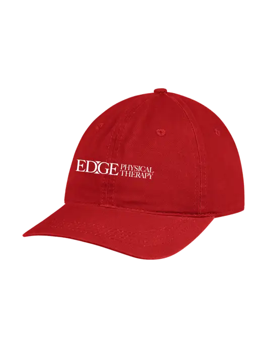 Garment Washed Unstructured Twill Red Cap w/Edge Physical Therapy Logo