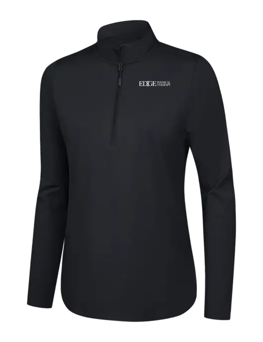  Womens Black C-FREE Double Knit 1/4-Zip w/Edge Physical Therapy Logo
