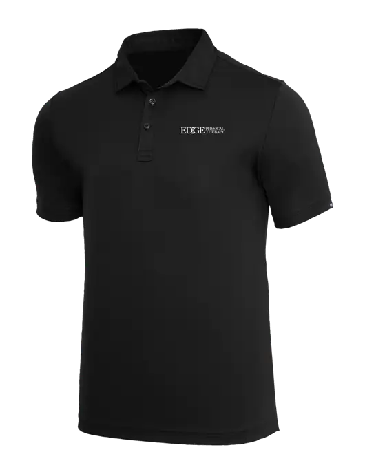 TravisMathew Black Coto Performance Polo w/Edge Physical Therapy Logo
