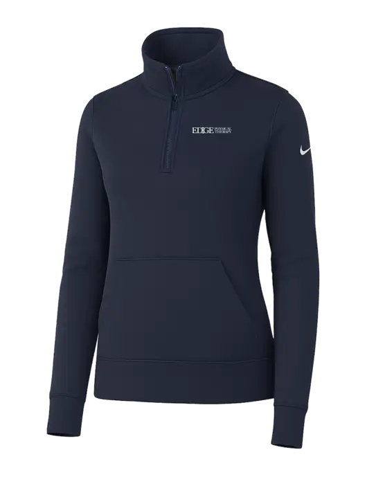Nike Womens Dark Navy Club Fleece Sleeve Swoosh 1/2-Zip w/Edge Physical Therapy Logo