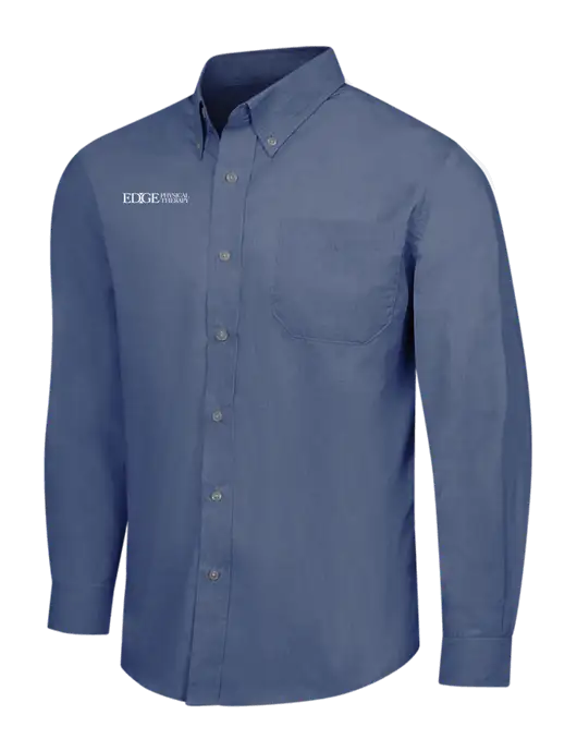 Light Navy Crosshatch Easy Care Shirt w/Edge Physical Therapy Logo