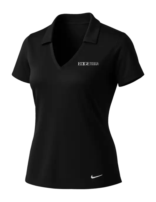 NIKE Black Womens Dri-Fit Vertical Mesh Polo w/Edge Physical Therapy Logo