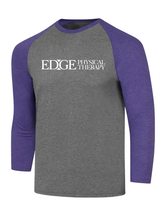 Simply Soft 3/4 Sleeve Purple Frost/Grey Frost Ring Spun Cotton T-Shirt w/Edge Physical Therapy Logo