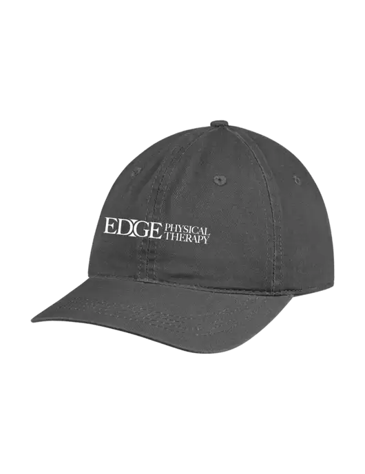 Garment Washed Unstructured Twill Charcoal Cap w/Edge Physical Therapy Logo