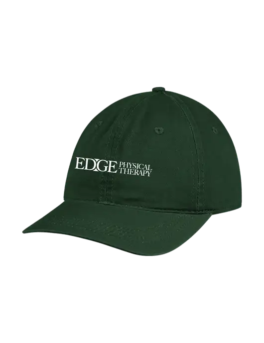 Garment Washed Unstructured Twill Dark Green Cap w/Edge Physical Therapy Logo