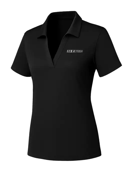 Womens Black PosiCharge RacerMesh Polo w/Edge Physical Therapy Logo