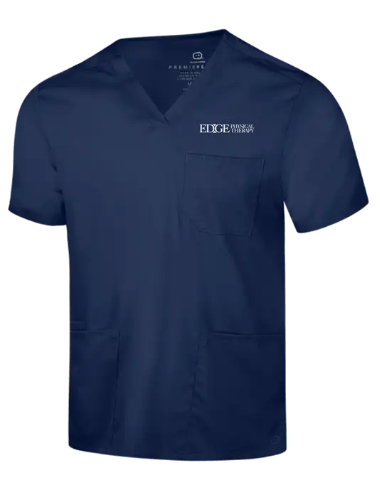 Wink Navy Mens Premiere Flex V-Neck Top w/Edge Physical Therapy Logo