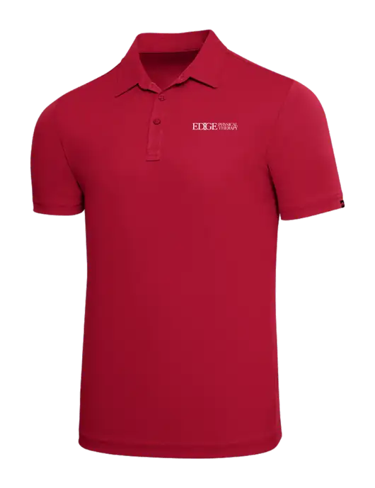 TravisMathew Red Solid Oceanside Polo w/Edge Physical Therapy Logo