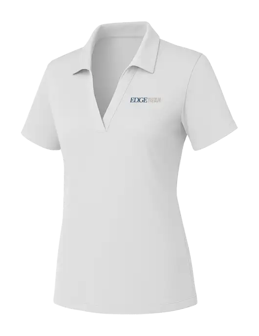 Womens White PosiCharge RacerMesh Polo w/Edge Physical Therapy Logo