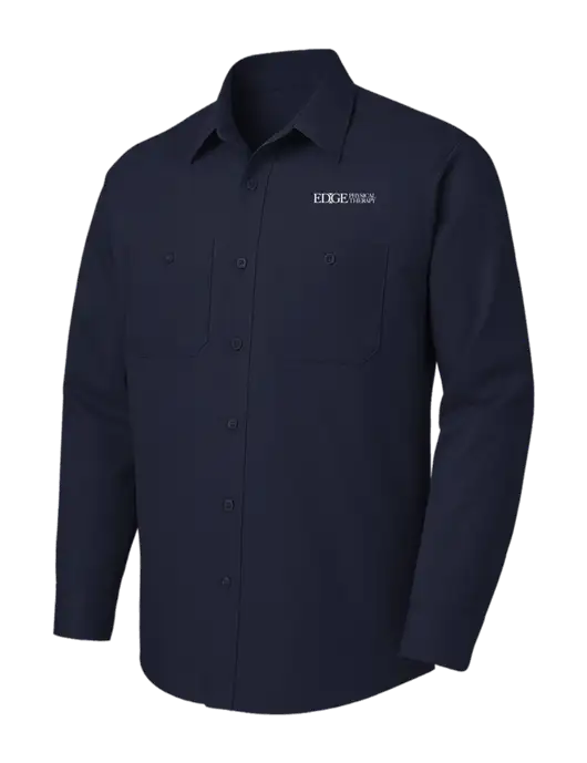 Red Kap Navy Long Sleeve Work Shirt w/Edge Physical Therapy Logo