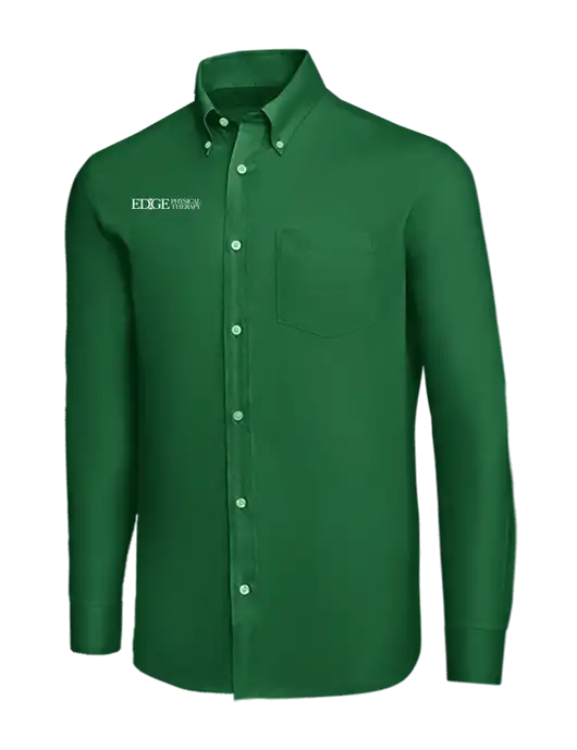 Brooks Brothers Medium Green Wrinkle-Free Stretch Nailhead Shirt w/Edge Physical Therapy Logo