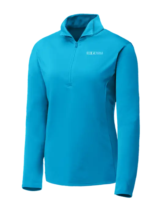 Sapphire Blue Womens Posicharge Competitor ¼ Zip Pullover w/Edge Physical Therapy Logo