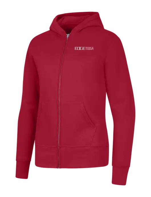 Red Womens Core Fleece Full-Zip Hooded Sweatshirt w/Edge Physical Therapy Logo