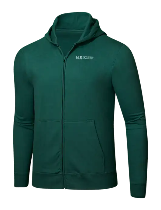 Forest Green 8.5 oz Ring Spun Zip Hooded Sweatshirt w/Edge Physical Therapy Logo