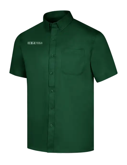 Short Sleeve Dark Green Superpro React Twill Shirt w/Edge Physical Therapy Logo