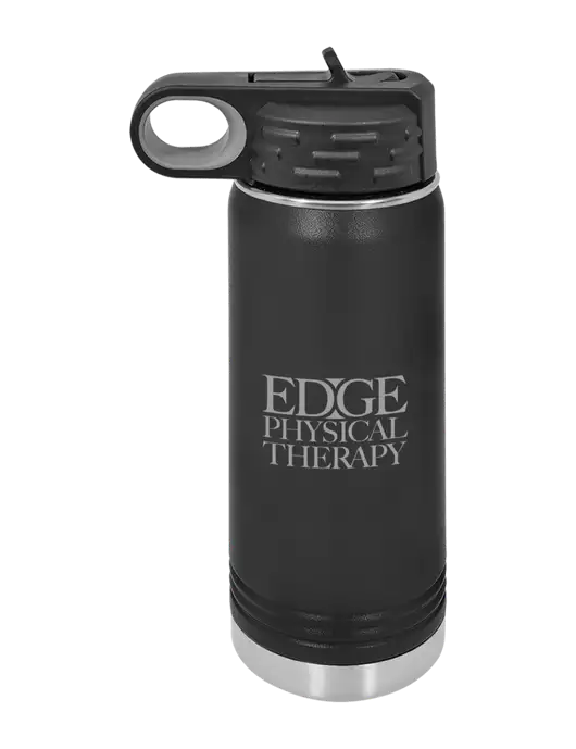 Polar Camel 20 oz Powder Coated Black Vacuum Insulated Water Bottle w/Edge Physical Therapy Logo