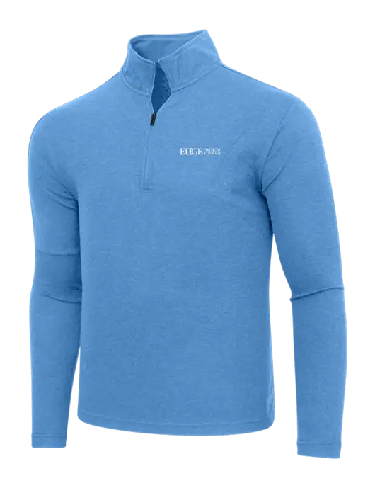 Adidas Light Blue Heather 3 Stripes Quarter Zip Sweater w/Edge Physical Therapy Logo