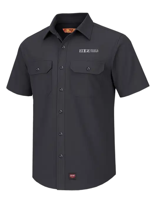 Red Kap Charcoal Short Sleeve Solid Ripstop Shirt w/Edge Physical Therapy Logo