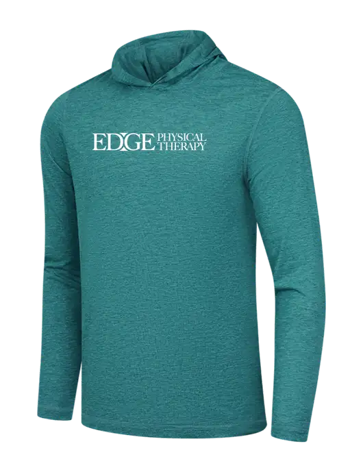Simply Soft Heathered Teal Tri Long Sleeve Hoodie w/Edge Physical Therapy Logo