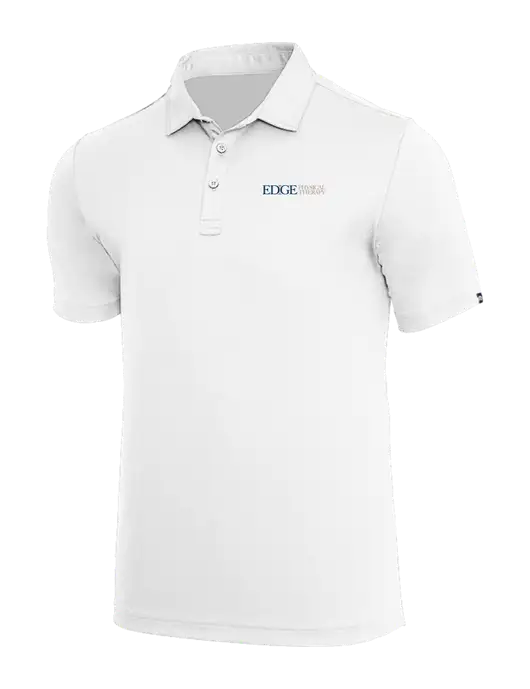 TravisMathew White Coto Performance Polo w/Edge Physical Therapy Logo