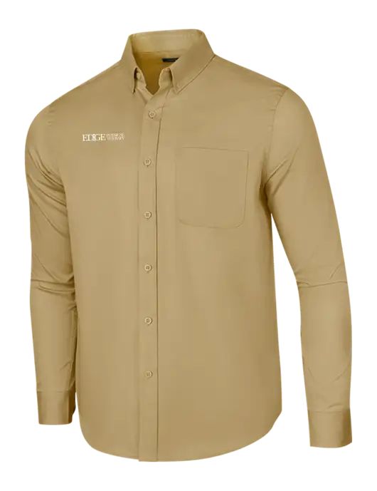 Long Sleeve Dark Tan Superpro React Twill Shirt w/Edge Physical Therapy Logo