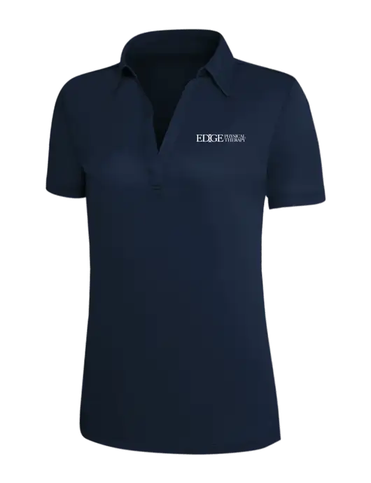Navy Silk Touch Womens Performance Polo w/Edge Physical Therapy Logo