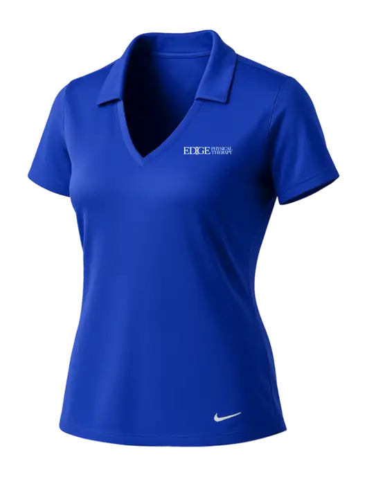 NIKE Dark Royal Womens Dri-Fit Vertical Mesh Polo w/Edge Physical Therapy Logo