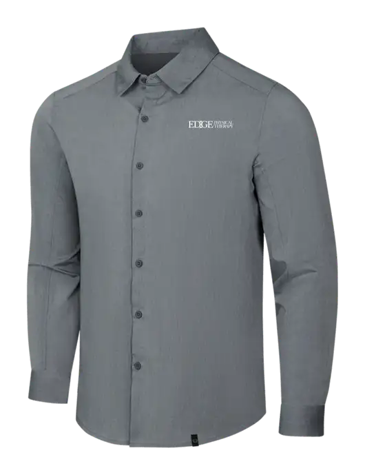 OGIO Medium Grey Heather Commuter Woven Shirt w/Edge Physical Therapy Logo