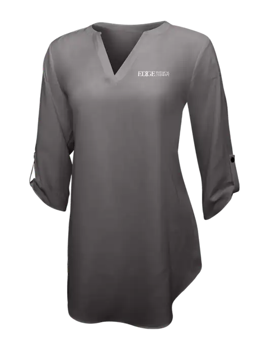 Dark Grey Womens 3/4 Sleeve Tunic Blouse w/Edge Physical Therapy Logo