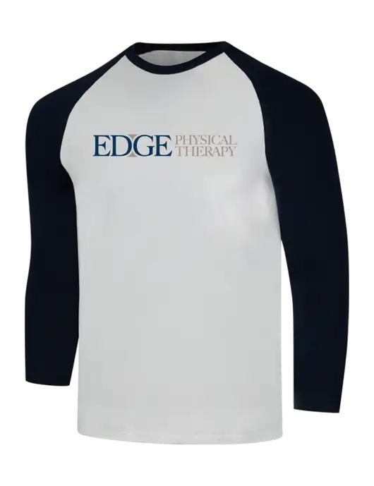 Simply Soft 3/4 Sleeve Black/White Ring Spun Cotton T-Shirt w/Edge Physical Therapy Logo