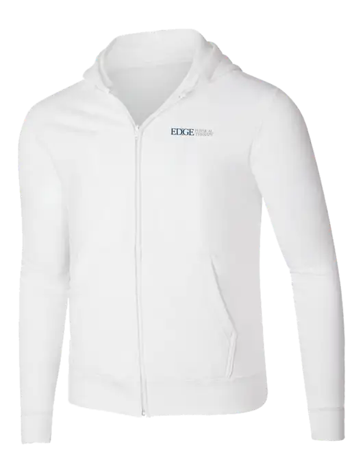 White 8.5 oz Ring Spun Zip Hooded Sweatshirt w/Edge Physical Therapy Logo