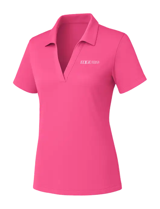 Womens Pink PosiCharge RacerMesh Polo w/Edge Physical Therapy Logo