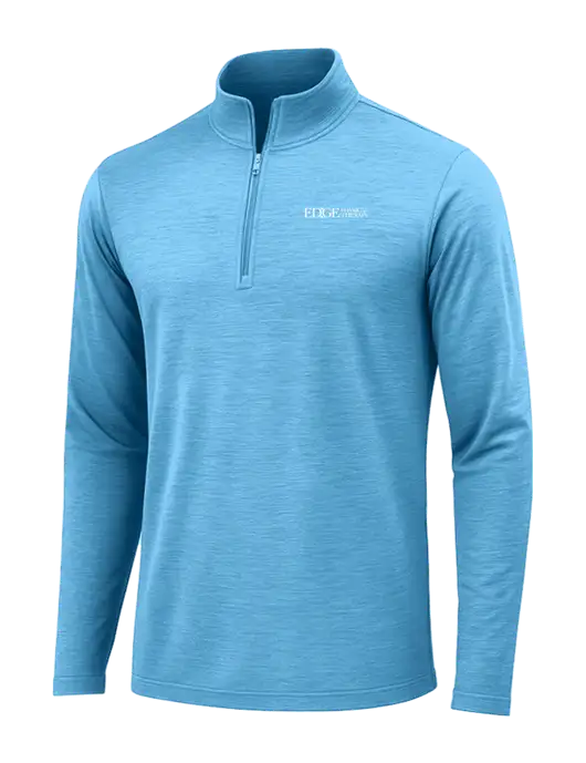 Light Blue Heather Posicharge Tri-Blend Wicking 1/4 Zip Pullover w/Edge Physical Therapy Logo
