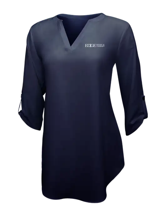 Navy Womens 3/4 Sleeve Tunic Blouse w/Edge Physical Therapy Logo