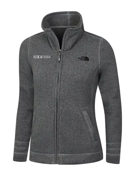 North Face Womens Medium Grey Heather Sweater Fleece Jacket w/Edge Physical Therapy Logo