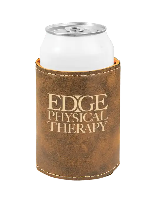 Rustic Leatherette Beverage Holder w/Edge Physical Therapy Logo