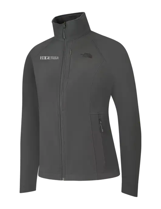 North Face Womens Medium Grey Apex Barrier Soft Shell Jacket  w/Edge Physical Therapy Logo