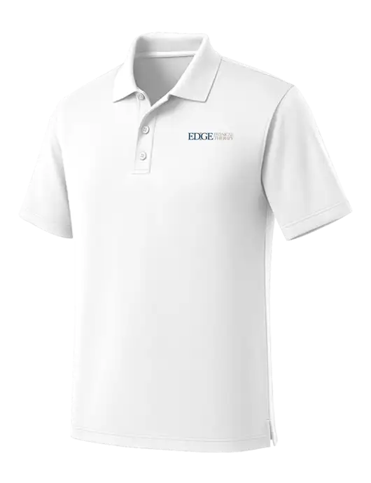 White Dry Zone UV Micro Mesh Polo w/Edge Physical Therapy Logo