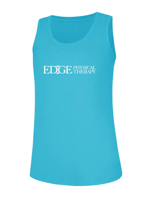 Womens Sapphire Frost Perfect Tri Racerback Tank w/Edge Physical Therapy Logo