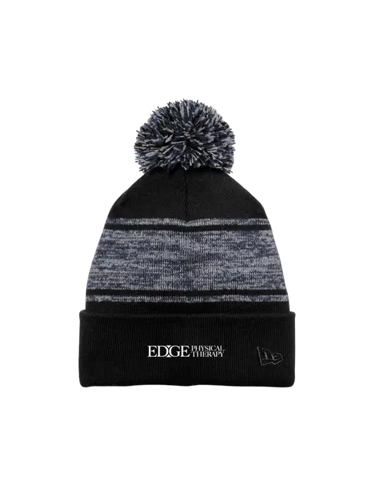 New Era Black/Navy Knit Chilled Pom Beanie w/Edge Physical Therapy Logo