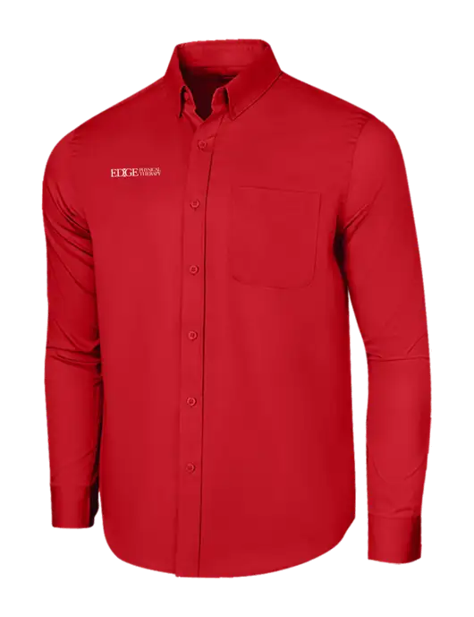 Long Sleeve Red Superpro React Twill Shirt w/Edge Physical Therapy Logo