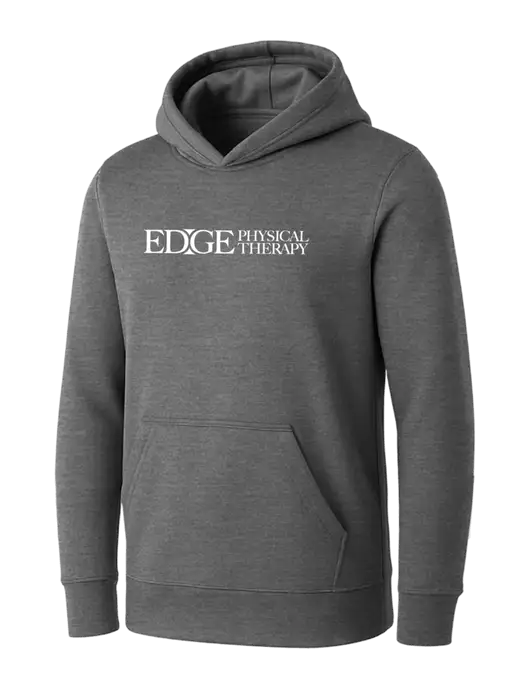 Womens Medium Grey Heather Core Fleece Pullover Hooded Sweatshirt w/Edge Physical Therapy Logo